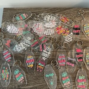 Colorful Acrylic Keychains with Fun Sayings